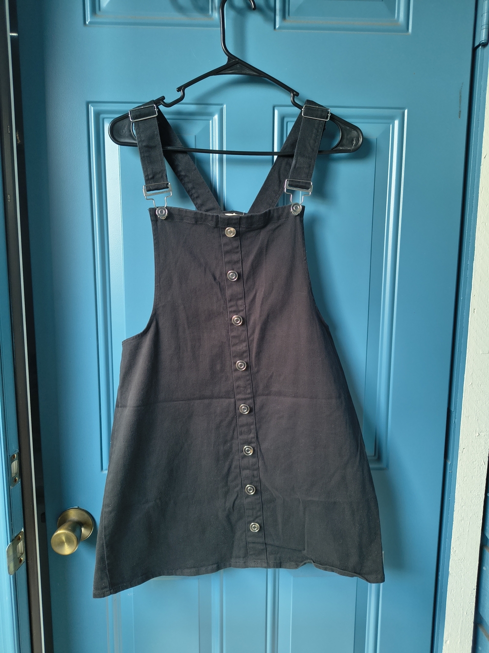 Black Button-Front Overall Dress